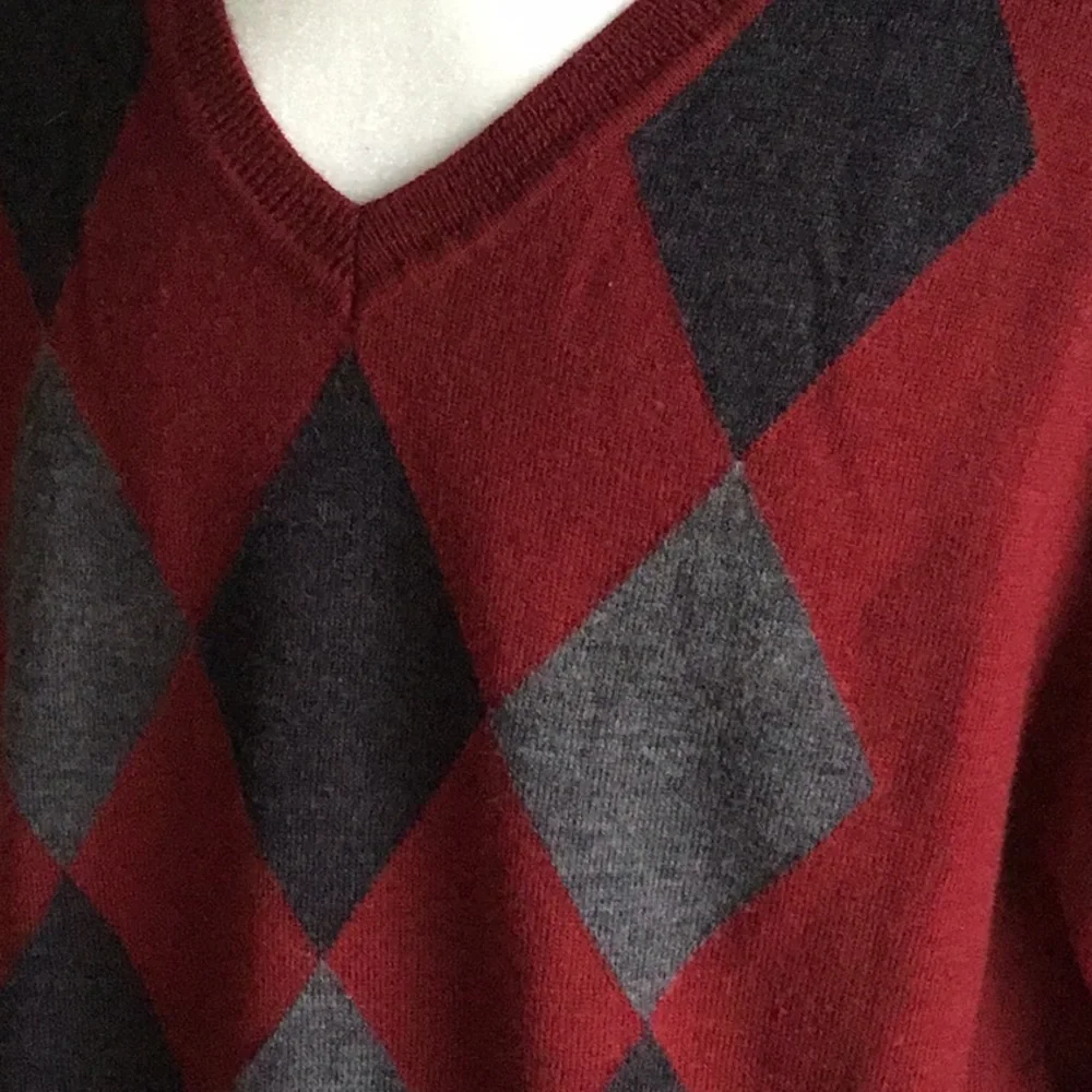 Eclectic Grandpa vibe argyle V-neck pullover sweater